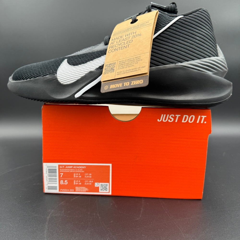 Nike GT Jump Academy Basketball Shoes Black‎ White FV5524-003 Mens 7 Womens 8.5